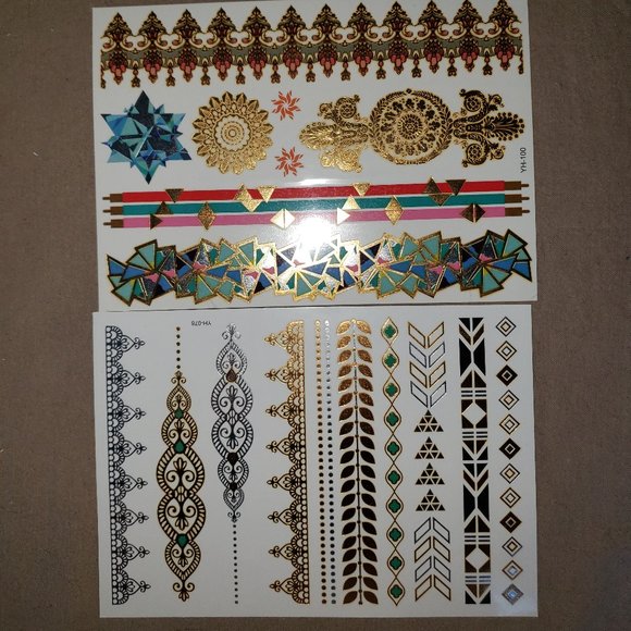 3 sheets Golden Silver Temporary Tattoo - Picture 5 of 16